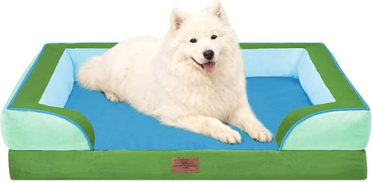 Comfort Expression Orthopedic Dog Bed for Large Dogs 36x27 Inch, Waterproof Egg Crate Foam Large Pet Bed with Bolsters, Dog Couch with Washable Cover & Non-Slip Bottom, Boston