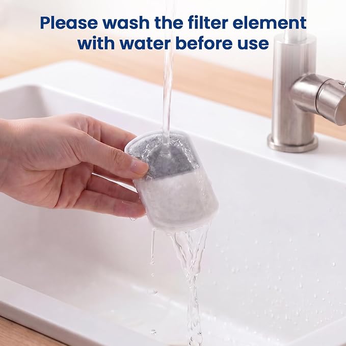 Cat Water Fountain Filter, 6 Pack Replacement Filters & 6 Pack Sponges for 74oz/2.2L & 135oz/4L Stainless Steel Cat Fountain, Pet Water Dispenser Filter