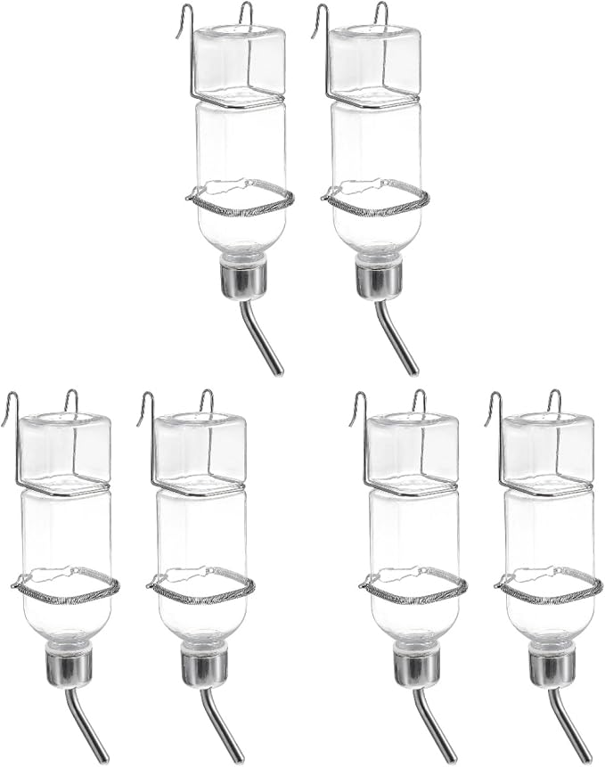 Mipcase Rabbit Water Bottle 6 Pack Hanging Pet Water Dispenser with Hooks and Springs Leak-Proof Small Animal Bottle for Bunny Guinea Pig Hamster Cage 2.16 X 6.14 X 9.05 in