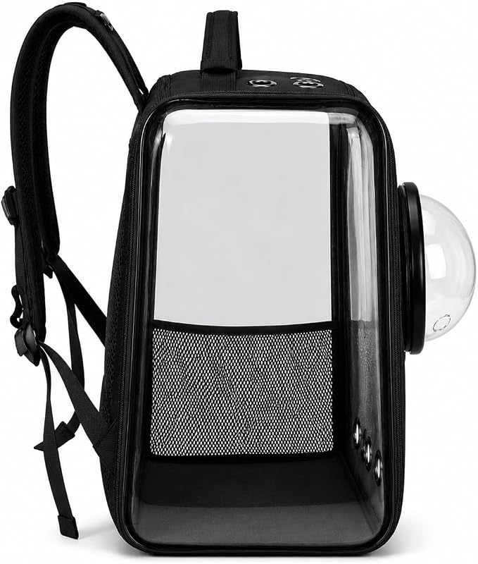 Portable PetCarrier Bag, Shoulder Backpack, Foldable and Waterproof with Acrylic Panels, Large Capacity with Zipper, Anti-Sway Buckle & Anti-Escape Hook, Perfect for Cats and Puppies (Black)