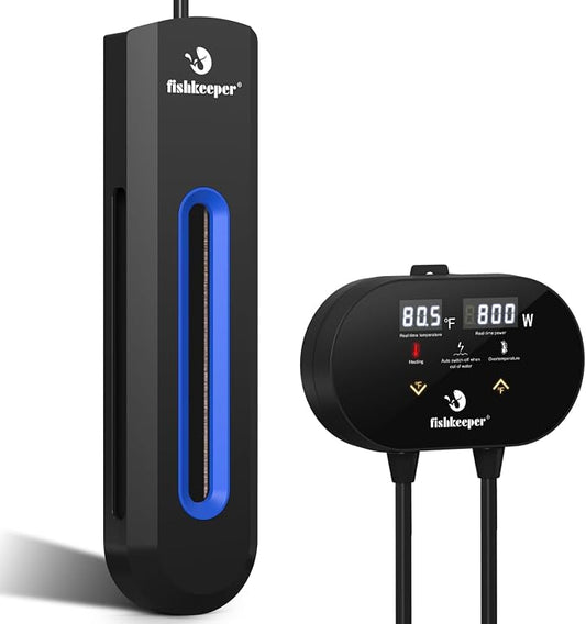 fishkeeper Aquarium Heater with Intelligent LED AlarmTemperature Controller, 800W Submersible Fish Tank Heater for 85-220 Gallon, Leaving Water Automatically Stop Heating, for Freshwater Saltwater