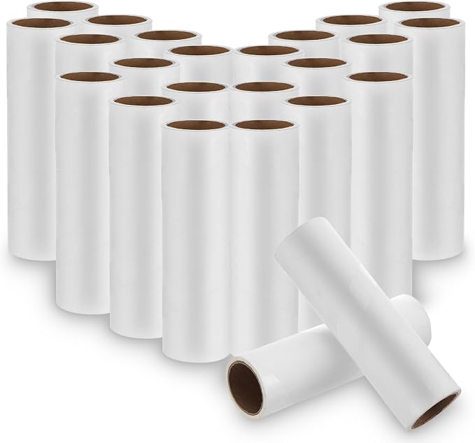 6.3 inch Wide Lint Roller Refills, Value Pack 24 Rolls Extra Sticky Lint Rollers Refill, Pet Hair Sticky Roller Refills for Floor, Couch, Carpet, Bed, Clothes(Pack of 24, Total 1440 Sheets)