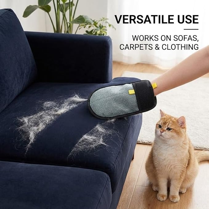 [Brand Name] Pet Hair Remover Glove, Reusable Static Lint Brush for Furniture, Couch & Carpet, Double-Sided Fur Removal Tool for Dog & Cat Hair (10,Black 20 * 15CM)