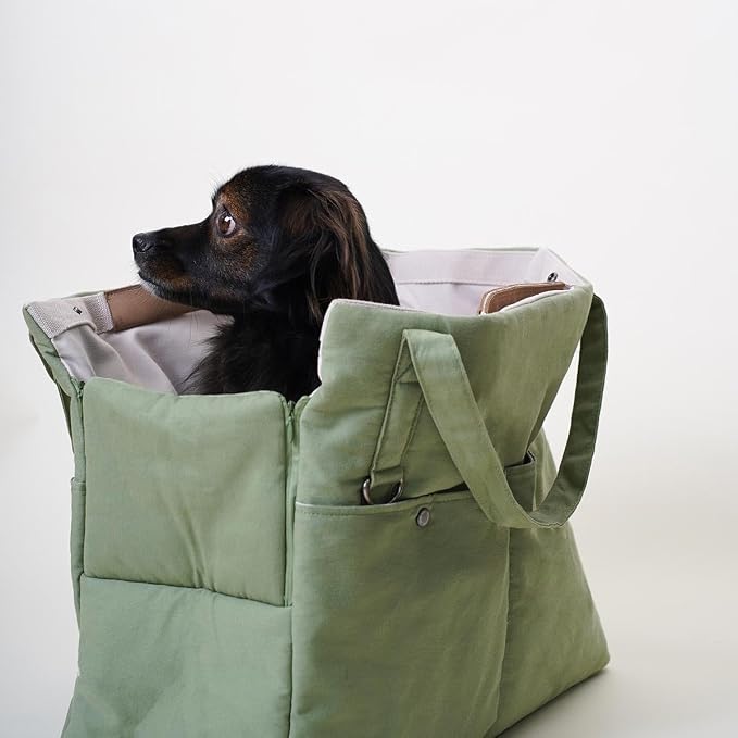 HOWLPOT Day Bag Pet Carrier Dog Puppy Portable Foldable Shoulder Cross Bag Travel Storage Pockets Made in Korea Basil Color (Large)