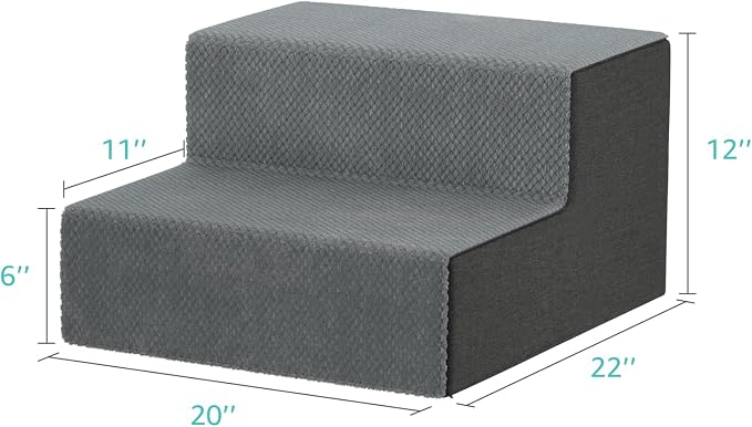 YENING Large Dog Stairs for High Beds - Extra Wide Pet Steps for Large Dogs to Get on Tall Bed 3 Deep Step Cat Ramp for Couch 2 Steps