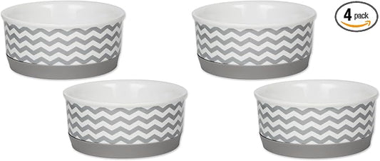 Bone Dry Ceramic Pet Collection Chevron, Small Set, 4.25x2, Gray, 2 Piece (Pack of 2)