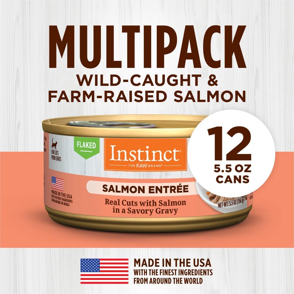 Instinct Flaked Entrée Wet Canned Cat Food - Salmon, 5.5 oz. Cans (Pack of 12)