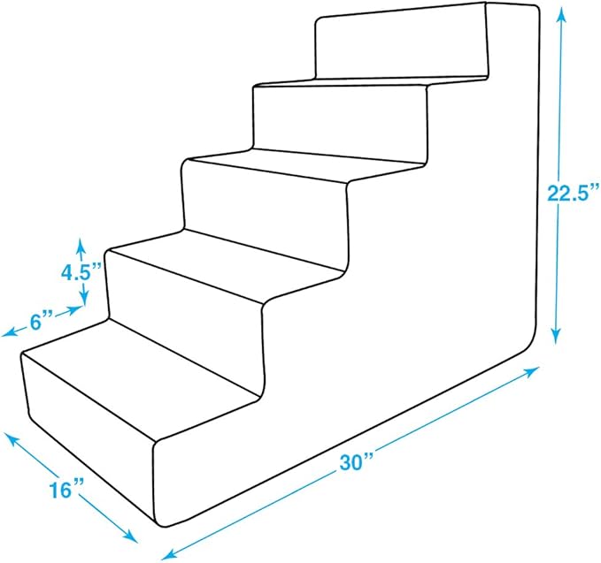 Best Pet Supplies Dog Stairs & Steps - Foam Steps for Small Dogs & Cats, Non-Slip Indoor Balanced Pet Step Support, Dog Ramp, No Assembly, Ivory, 5-Step (22.5-inch Height)