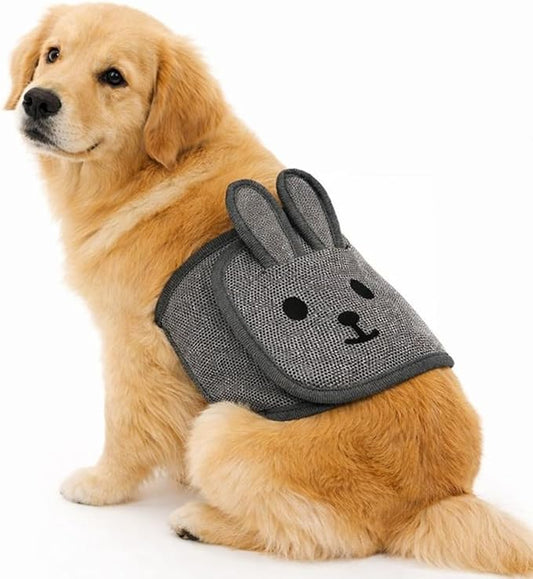 3PC Cute Belly Bands for Male Dogs with 3D Ears, Washable Reusable Dog Diaper, Breathable Mesh Wrap for Training & Incontinence, Adjustable Comfort Fit（Gray-S）