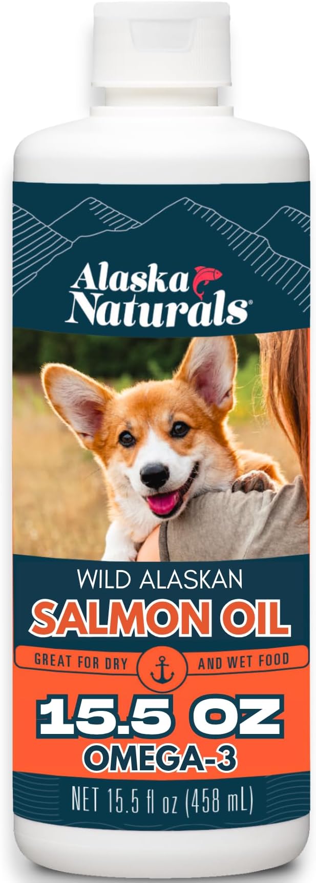 Alaska Naturals Wild Alaskan Salmon Fish Oil Supplement for Dogs Skin and Coat with EPA DHA Omega 3 Fatty Acids Liquid Food Topper 15.5 oz.