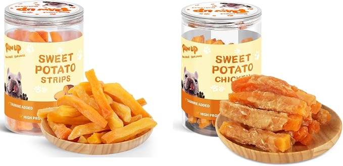 PAWUP Sweet Potatoes Strips &Chicken Wrapped Sweet Potato Dog Treats, Chewy Sticks for Small & Medium Dogs, Easy to Digest, 12.5oz