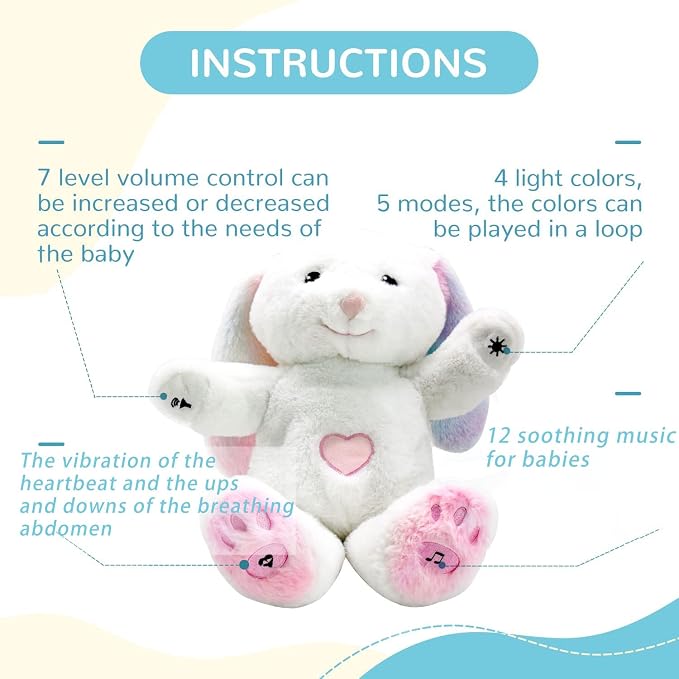 DEARBABY Baby Sleep Soother, Sound Machine,Noise Machine,Baby Shower Gifts Auto Off Timer,Soothe Rabbit Help Kids Go to Sleep Faster