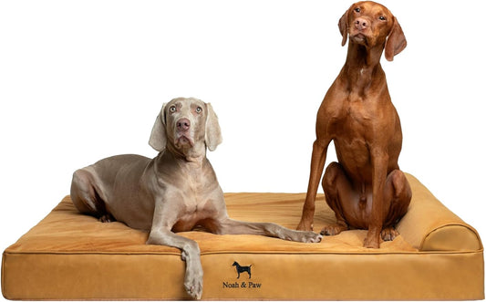 NOAH & PAW Giant Dog Bed XXL 55x45x9.5 Inch, Orthopedic Dog Beds, Eggshell Memory Foam Infused with Cooling Gel, Water Resistant, Machine Washable, Includes Inner Cover (Faux Leather)