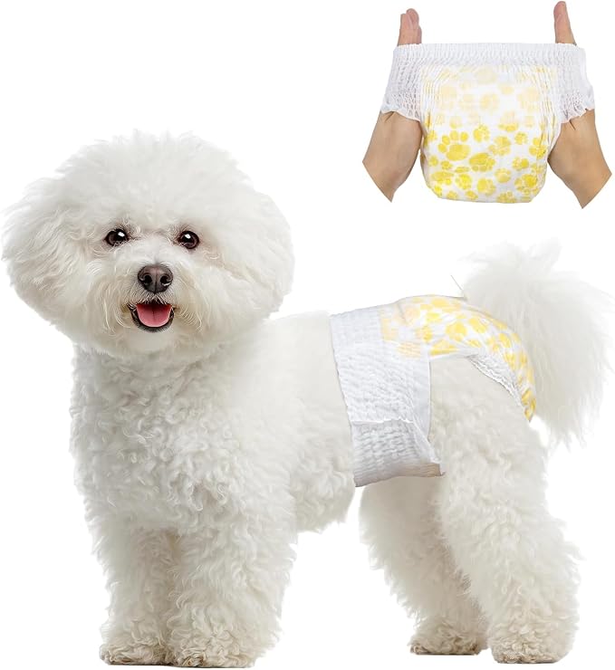 Pet Soft Disposable Dog Diapers Female, Pull Up Doggie Diapers for Female Dogs, 360°Stretchy Waist Puppy Diapers, Super Absorbent Doggy Diaper Leak Proof Design for Dogs in Heat (Small, Count, 20.0)