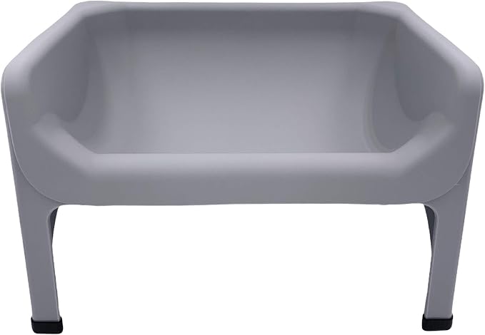 Fluff Trough Elevated Dog and CAT Feeder, Gray, X-Large