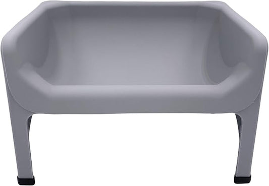 Fluff Trough Elevated Dog and CAT Feeder, Gray, X-Large