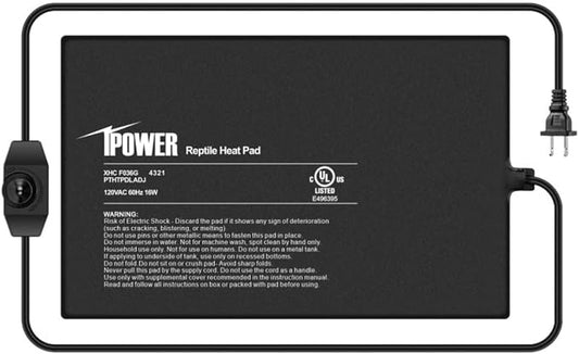 iPower 8 by 12 Inch Reptile Heating Pad with Temperature Adjustable Controller Knob, Under Tank Warmer Terrarium Heat Mat for Reptiles and Amphibians