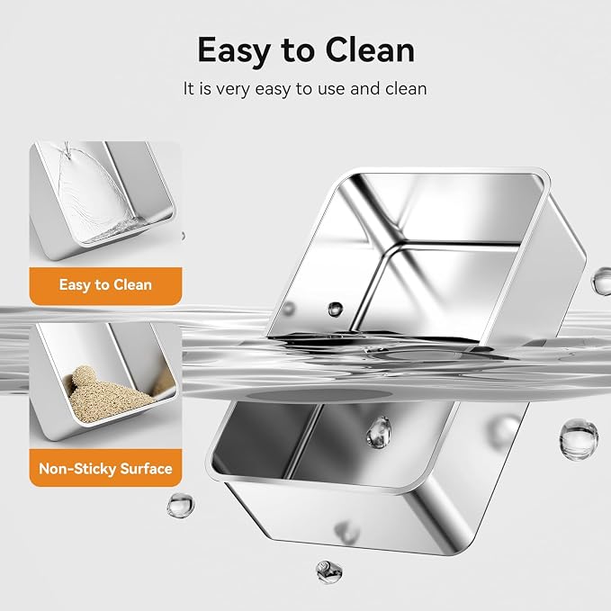 Jotesnew 2 Pack XXXL Stainless Steel Litter Box,28" L*20" W*6" H Large Capacity Metal Cat Litter Box for Big & Multiple Cats,Anti-Leakage,Non-Stick Surface for Easy Cleaning,Odor-Resistant
