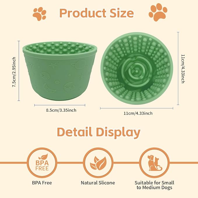 Dog Lick Bowl,Anxiety Relief Non-Slip Silicone Treat Bowl,Durable Anti-Choking Long-Lasting Enrichment Slow Feeder Licking Mat for Small Medium Large Breed,Freezable BPA Free Silicone Dishwasher Safe