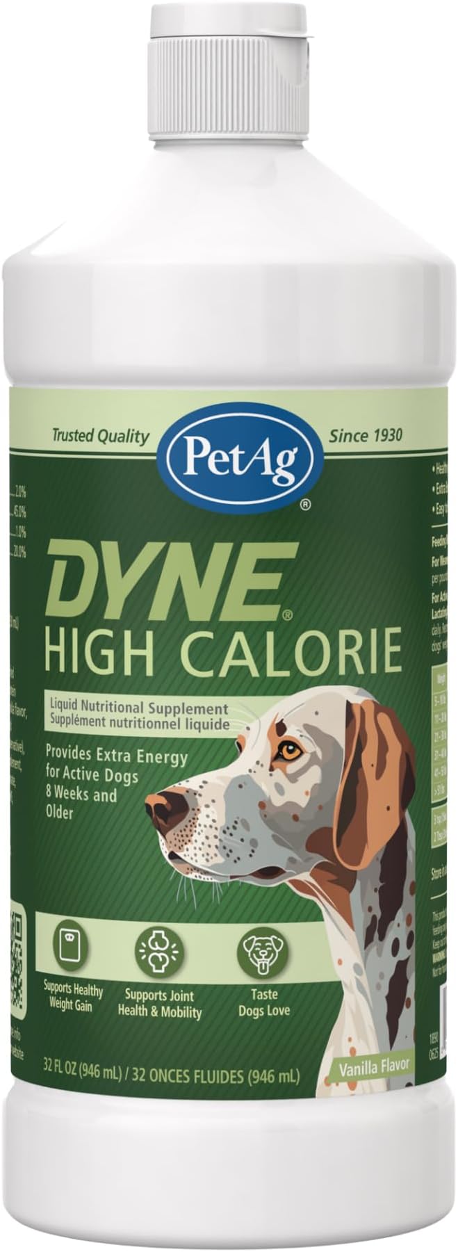 PetAg Dyne High Calorie Liquid Nutritional Supplement for Dogs & Puppies 8 Weeks and Older - 32 oz - Supports Performance and Endurance - Sweet Vanilla Flavor