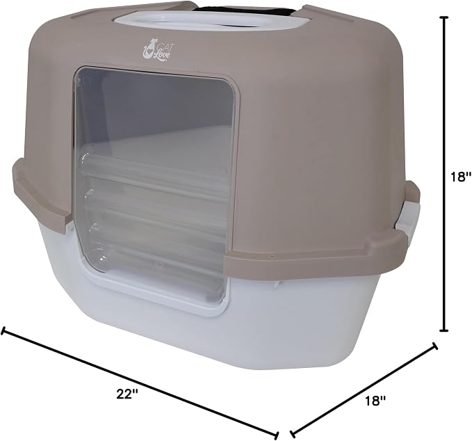 Cat Love Space Saver Corner Hooded Cat Pan, taupe/tan.