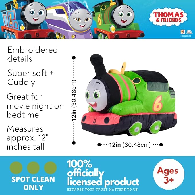 Thomas & Friends Percy Engine Train Kids Bedding Super Soft Plush Cuddle Pillow Buddy, (Officially Licensed Product) By Franco