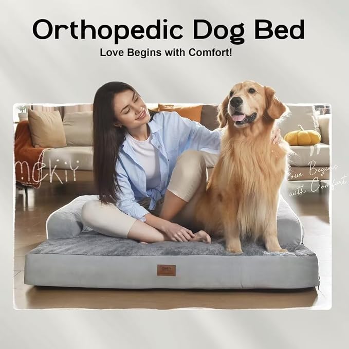 Dog Bed Medium Size Dog-Orthopedic Waterproof Bed for Dogs,Foam Couch Sofa with Washable Removable Cover & Non-Slip Bottom-Grey