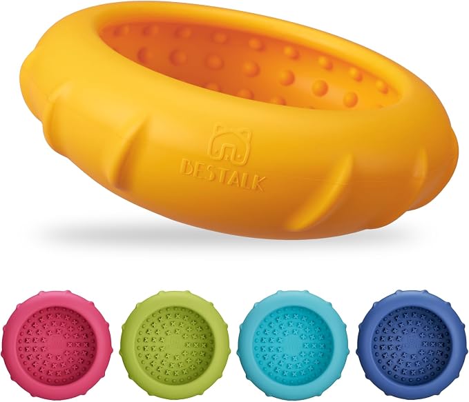 Dog Lick Bowl, Bestalk Wobbly Freeze Bowl Enrichment Feeder for Dogs, Anxiety Relief Lick Mat Puzzle Toy for Distraction, BPA Free Silicone, Dishwasher Safe(Orange,L)