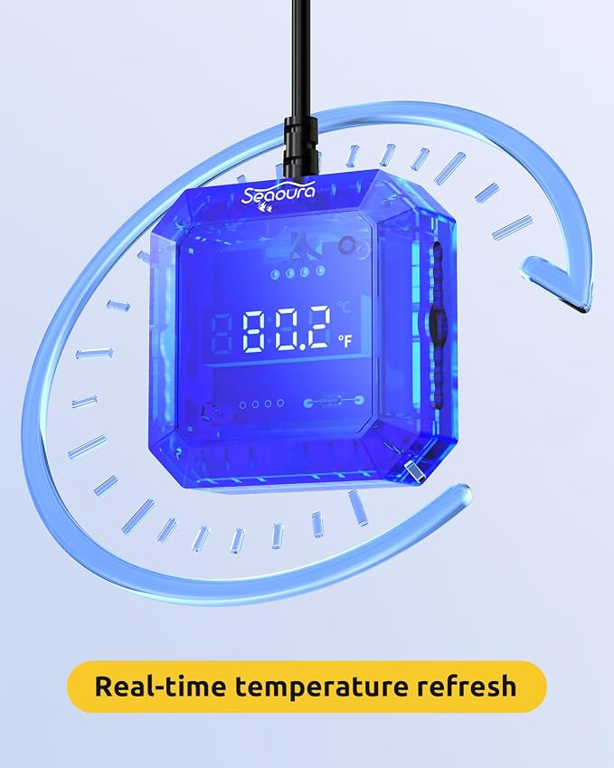 SEAOURA Aquarium Thermometer Submersible & Aquarium Magnetic Cleaner Thermometer