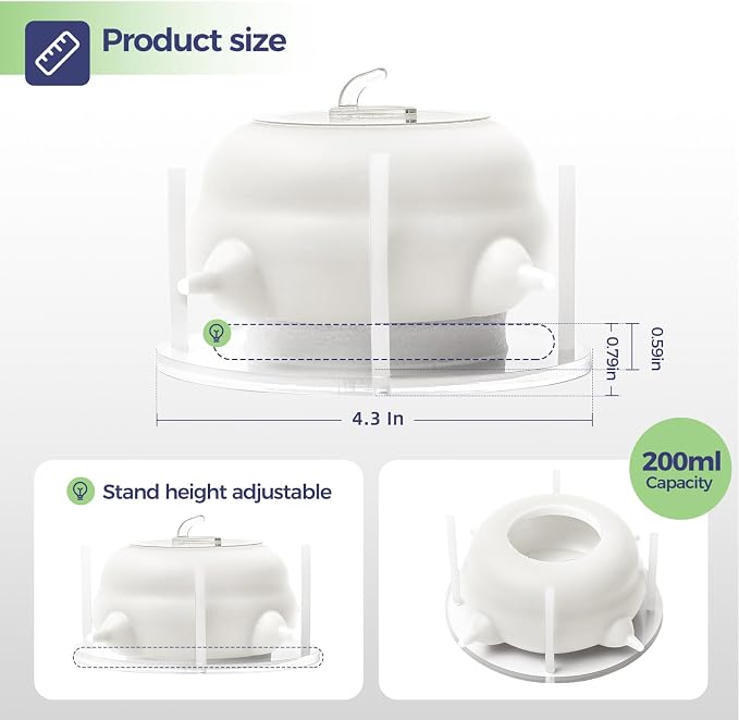 200ml Silicone Multi-Pet Milk Feeder with 4 Nipples(White) | Feeds 4 pets at once! Silicone, Stable base, Smooth milk flow. Leak-proof needles seal unused nipples. Includes syringe.