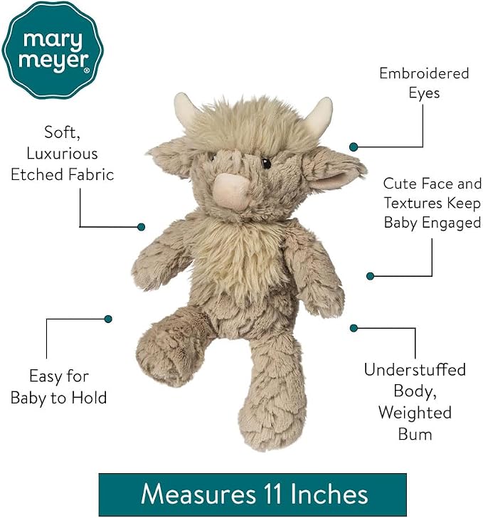 Mary Meyer Putty Nursery Stuffed Animal Huggable Soothing Soft Toy, 11-Inches, Brown Highland Cow