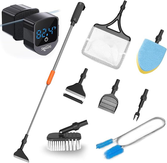 SEAOURA Aquarium Cleaner Tool with Aquarium Magnetic Cleaner & 7-in-1 Aquarium Cleaning Kit
