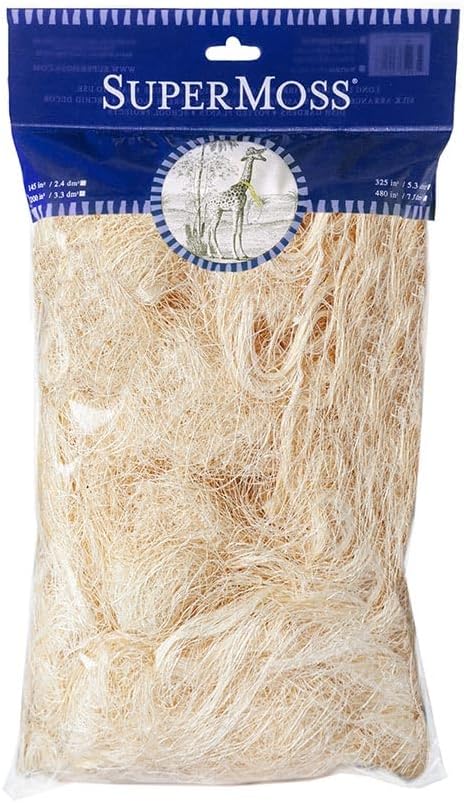 SuperMoss (29974) Natural Sisal Fiber Strands | Decorative Basket Filler, Gift Box Shred, Craft Twine & Vase Decor | Perfect for Cat Toys, Indoor Plants, and Floral Arrangements, 200 cu in, Natural