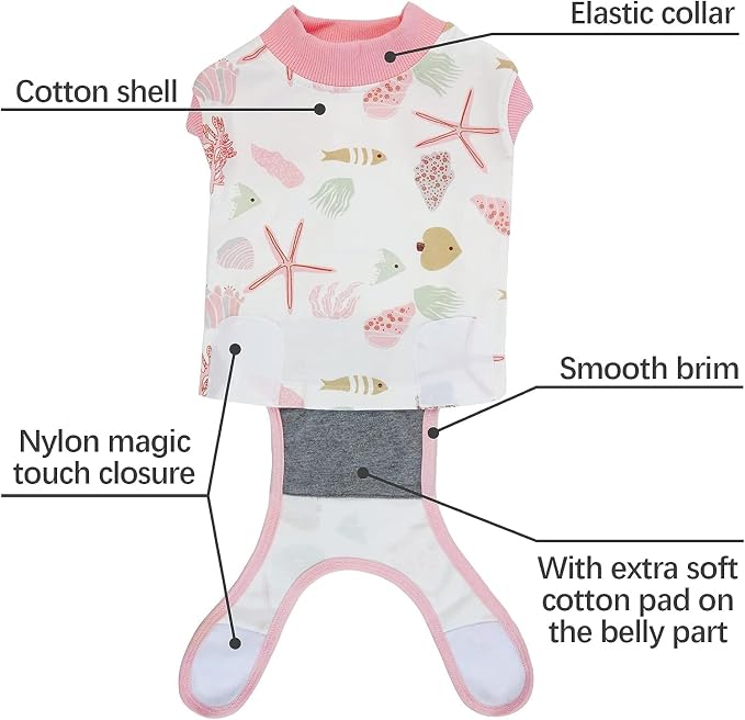 IDOMIK Dog Recovery Suit for Female Spay - Adjustable Anti-Licking Dog Post Surgery Onesie, Male Female Dog Neuter Spay Suits, Soft Abdominal Wound Bandage & E-Collar Cone Alternative