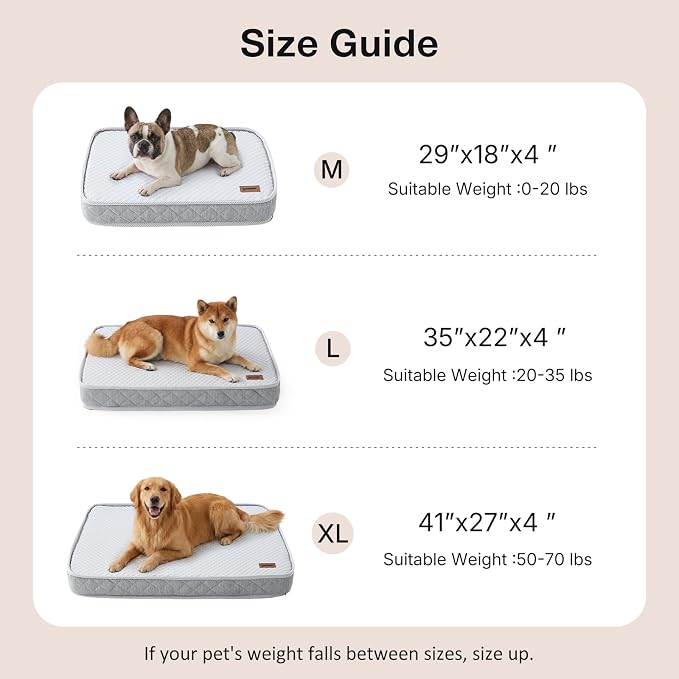 ZOMISIA Breathable Orthopedic Dog Bed for Medium Dog, Reversible Warm & Cooling Dog Bed Mattress for All Season, 4" Thick Honeycomb Supportive Pet Bed with Detachable Non-Slip Bottom, Waterproof Cover