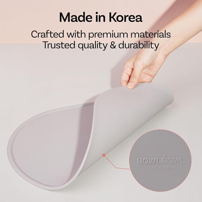 Silicone Pet Feeding Mat for Cats & Small Dogs, Non-Slip Waterproof Dog & Cat Bowl Mat with Raised Spill Edge, Made in Korea (Caramel Beige, 15.7" × 11.4")