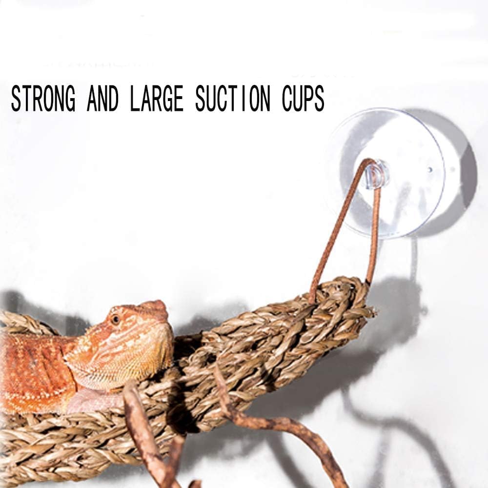 kathson Bearded Dragon Hammock, Reptile Terrarium Leaves with Suction Cups, Bearded Dragon Tank Accessories, Habitat Decor for Chameleon, Lizards, Geckos, and Snakes（16.53 x 12.6 x 12.6 inches, 2 PCS）