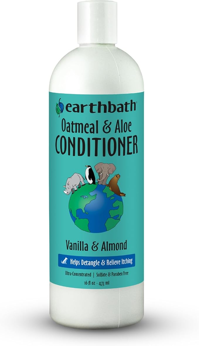 earthbath, Oatmeal & Aloe Conditioner - Dog Conditioner for Allergies & Itching, Dry Skin, Dog Wash that Helps Detangle & Relieve Itching, Made in USA, Cruelty Free Pet Conditioners - 16 Oz (1 Pack)