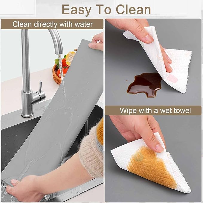 48"x24"(120cmx60cm) Large Silicone Mat for Kitchen Counter, Heat Resistant Non-Slip Countertop Protector, Waterproof Silicone Craft Mat for Kitchen Island(2Pack, Light Gray)