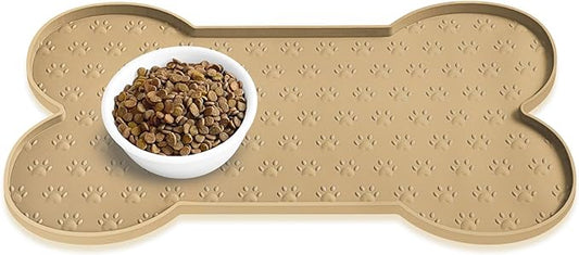 PWTAA Dog Food Mat Anti-Slip Silicone Dog Bowl Mat Thicker Pet Placemat Waterproof Cat Feeder Pad with Raised Edge Puppy Kitten Feeding Mats Suitable Small Medium-Sized Dogs Cats Eating Tray