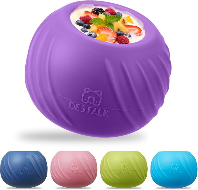 Long-Lasting Dog Lick Toy, Wobbly Dog Enrichment Lick Bowl to Keep Dogs Busy, Interactive Stuffable Dog Treat Feeder for Boredom, Silicone Treat Dispensing Chew Toy(Purple,M)
