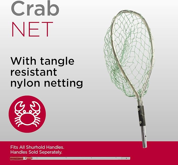 Shurhold 1822 Crab Net Durable Fishing Net with Strong Handle for Crabbing and Bait Catching - 12" x 13" x 15"