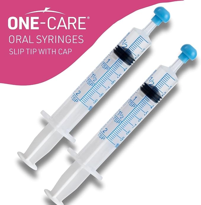100 Pack, ONE-CARE 10ml Oral Syringe with Cap - Sterile, Individually Wrapped - (100 Syringes 10ml), Slip Tip, Uses include oral administration of medicine for infants, adults and animals