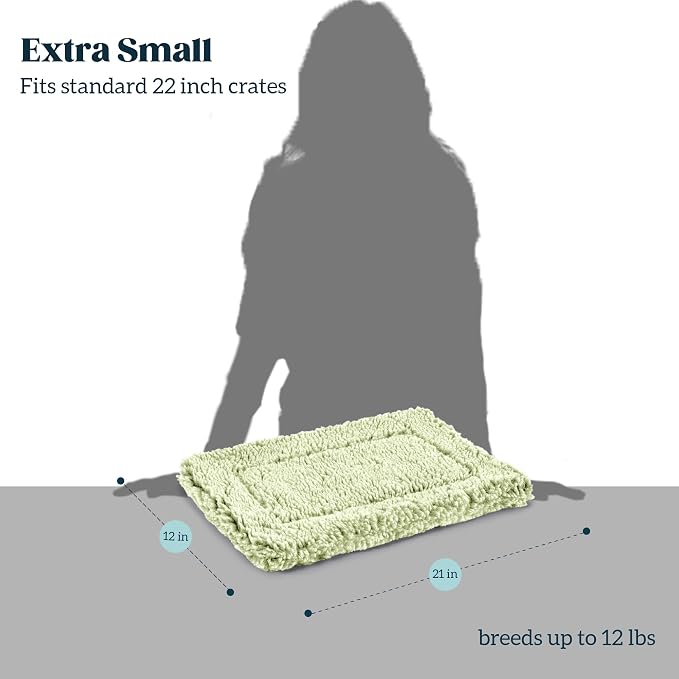PELZIN Stoutwool Indestructible Dog Bed - Fluffy Chew Proof Dog Crate Pad - Tough Kennel Pad for Aggressive Chewers - Ideal for Extra Small Breeds & Fits 22-Inch Crate - 21"x12", Gleam