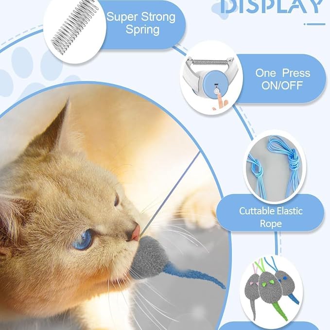 Automatic Cat Toy for Indoor Cats, Smart Door Frame Hanging Interactive Cat Toy, USB Rechargeable Self Play Cat Teaser with Elastic Rope, Jumping Swing Catching Exercise Toy