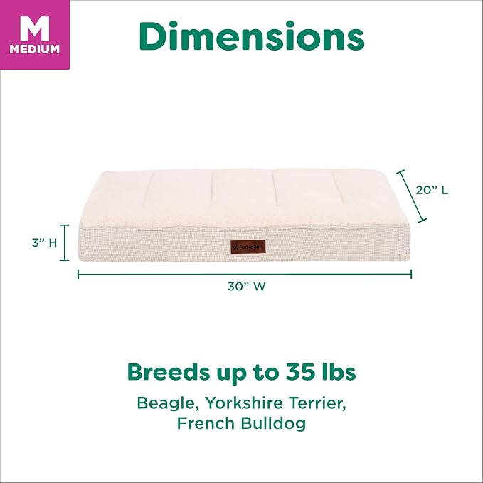 Furhaven Orthopedic Dog Bed – Classic Cushion with Plush Tufted Top, Supportive Foam Mattress, Removable Washable Cover, Joint Relief - Wheat, Medium