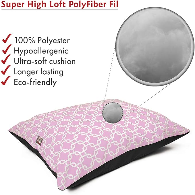 Majestic Pet Rectangle Medium Dog Bed - Non-Slip Washable Comfy Crate Kennel Pillow for Sleeping - 35 x 28 Inch for Medium Breed - Links Pink