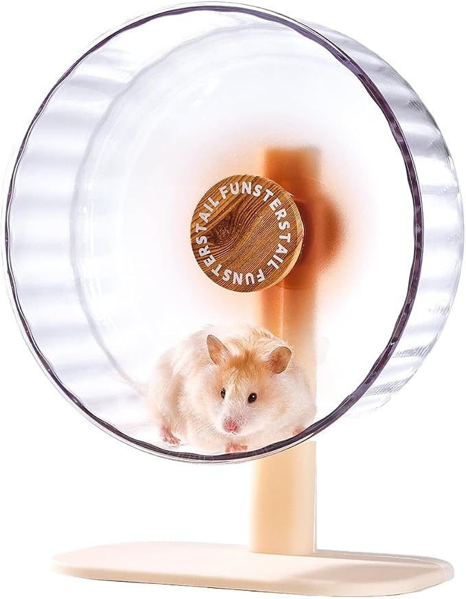 Super Silent Hamster Wheel 12 Inch, Magnetic Large Rat Wheel for Chinchilla, Gerbil, Guinea Pig, Cat, Mouse, Sugar Glider and Dwarf, Syrian Hamster Accessories (Wood Brown)