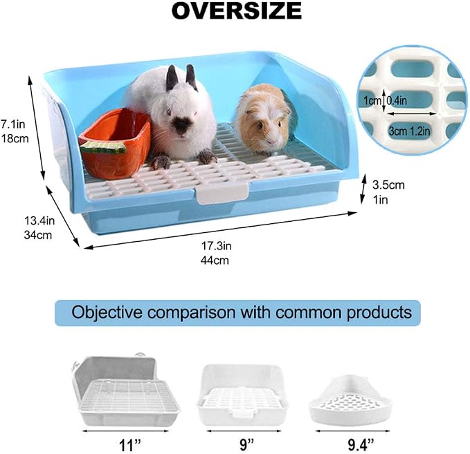 2 Pcs Guinea Pig Bed Mat Washable, Rabbit Winter Bed Pad for Indoor, Warm Small Animal Bed Mattres & Large Rabbit Litter Box, Small Animal Potty Trainer, Bunny Corner Toilet Box for cage