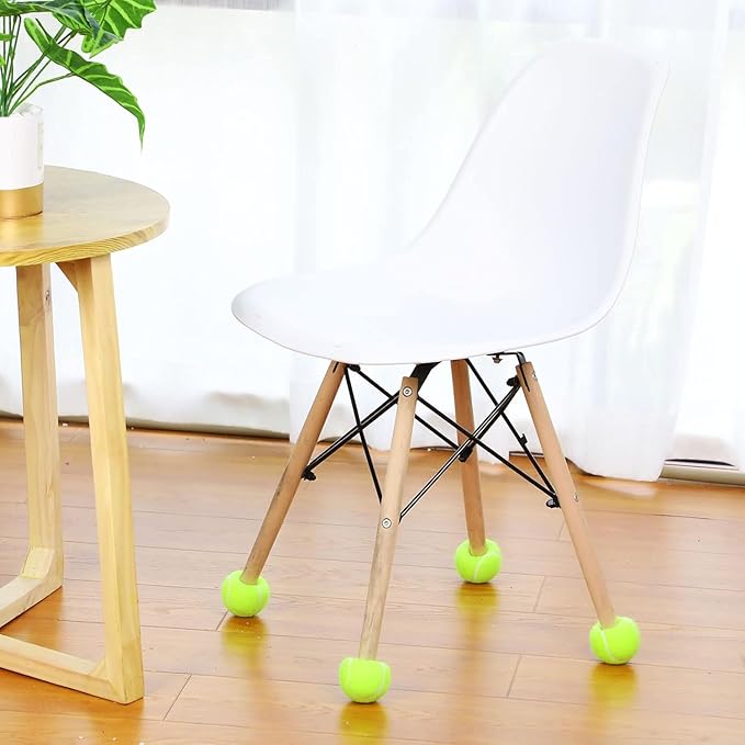 Macarrie 40 Pieces Precut Tennis Balls for Chairs Tennis Ball Chairs Foot Covers for Furniture Leg Classroom Floor Protection Chair Desk Legs Coverings(Yellow)